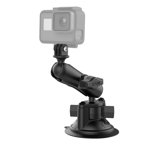 Twist-Lock Suction Cup Mount with Action Camera Adapter Medium Arm